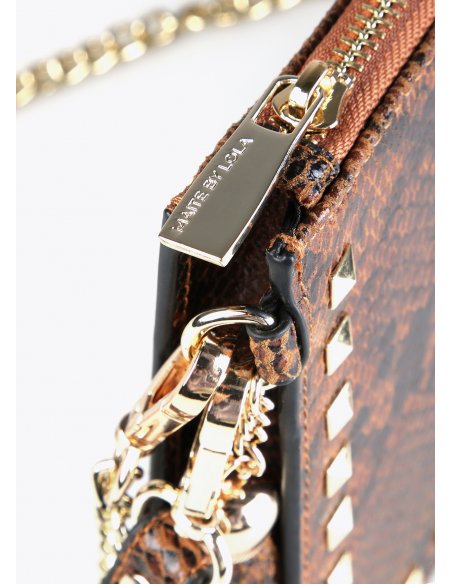 Portefeuille marron peau de serpent avec clous Lola Casademunt