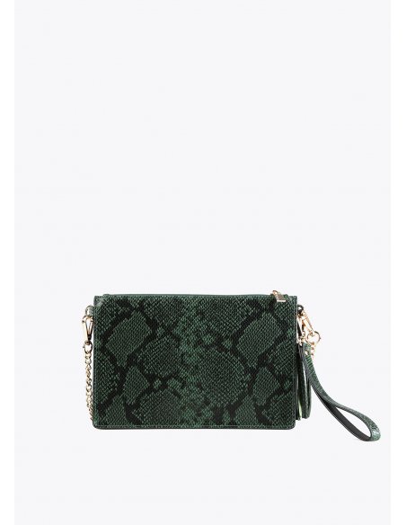 Portefeuille vert peau de serpent avec clous Lola Casademunt