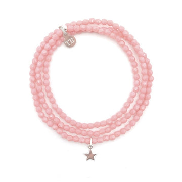 BRACELET-COLLIER 2 en 1 (3 TOURS F ROSE STAR)