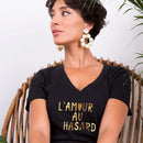 T-Shirt Noir Col V L'Amour au Hasard FAUBOURG 54-2