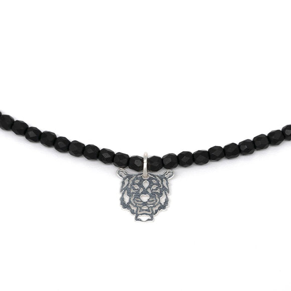 BRACELET-COLLIER 2 en 1 (3 TOURS F NOIR MAT TIGRE)