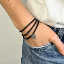 BRACELET-COLLIER 2 en 1 (3 TOURS F NOIR MAT TIGRE)-1