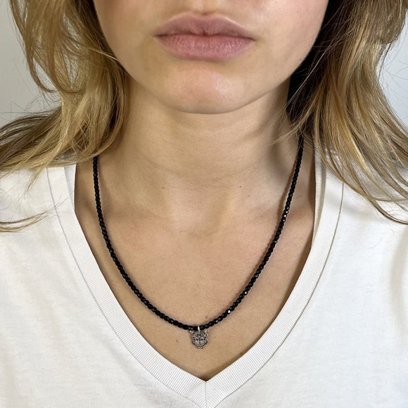 BRACELET-COLLIER 2 en 1 (3 TOURS F NOIR MAT TIGRE)