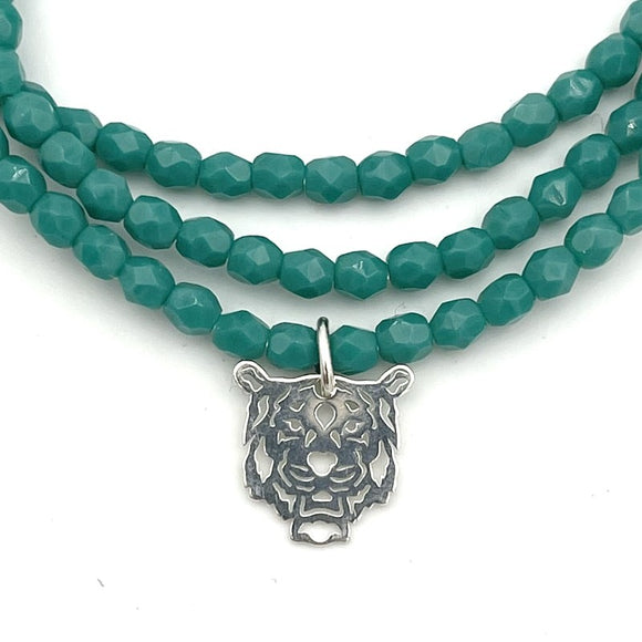 BRACELET-COLLIER 2 en 1 (3 TOURS F TURQUOISE PERSIAN TIGRE)
