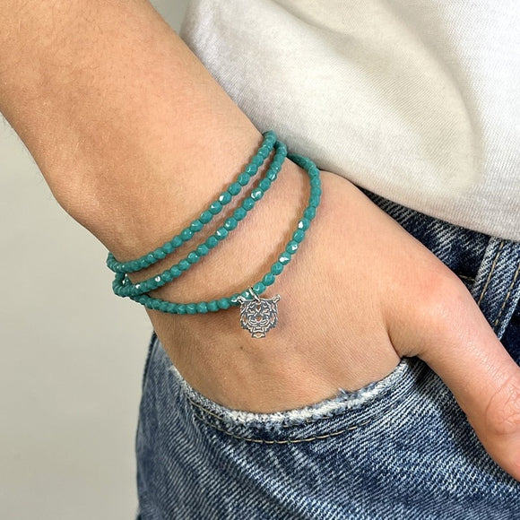 BRACELET-COLLIER 2 en 1 (3 TOURS F TURQUOISE PERSIAN TIGRE)