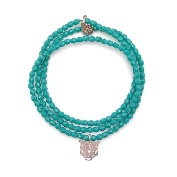 BRACELET-COLLIER 2 en 1 (3 TOURS F TURQUOISE PERSIAN TIGRE)