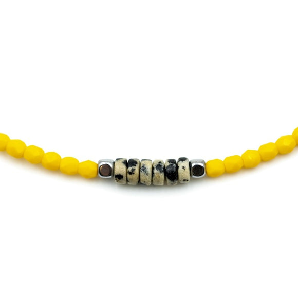 BRACELET-COLLIER 2 en 1 (6 TOURS F JAUNE VIR)