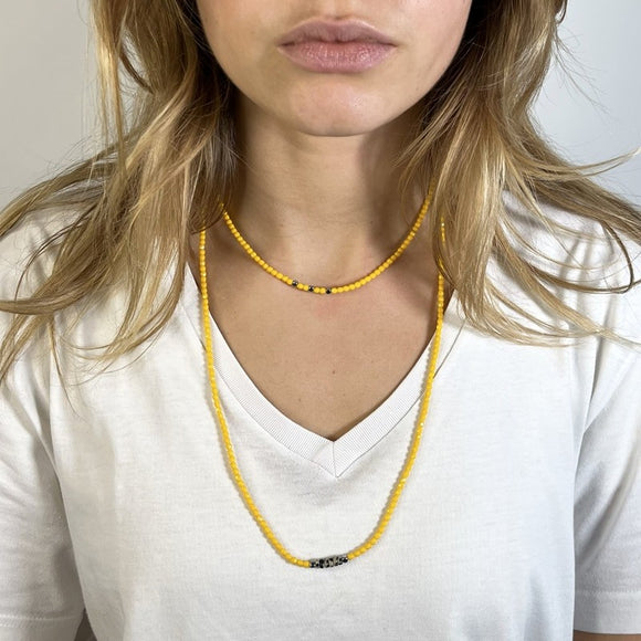 BRACELET-COLLIER 2 en 1 (6 TOURS F JAUNE VIR)
