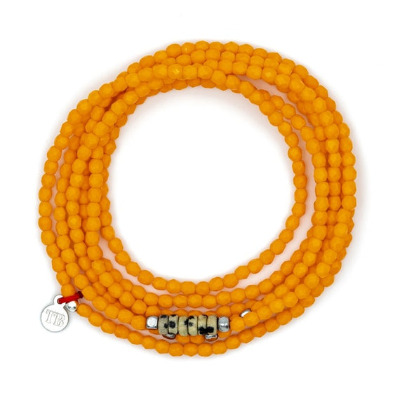 BRACELET-COLLIER 2 en 1 (6 TOURS F ORANGE VIR)