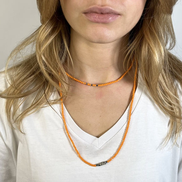 BRACELET-COLLIER 2 en 1 (6 TOURS F ORANGE VIR)