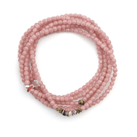 BRACELET-COLLIER 2 en 1 (6 TOURS F ROSE VIR)