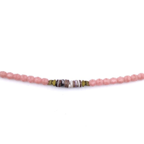 BRACELET-COLLIER 2 en 1 (6 TOURS F ROSE VIR)