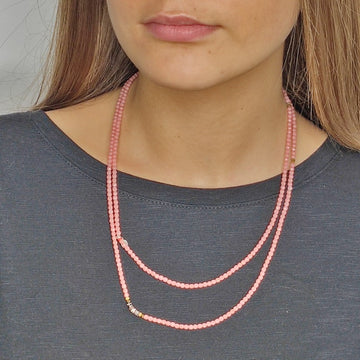 BRACELET-COLLIER 2 en 1 (6 TOURS F ROSE VIR)